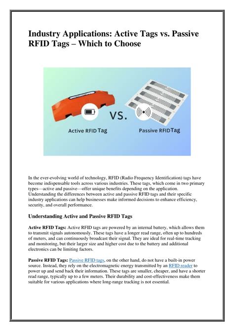 Active vs. passive RFID tags: Which to choose 